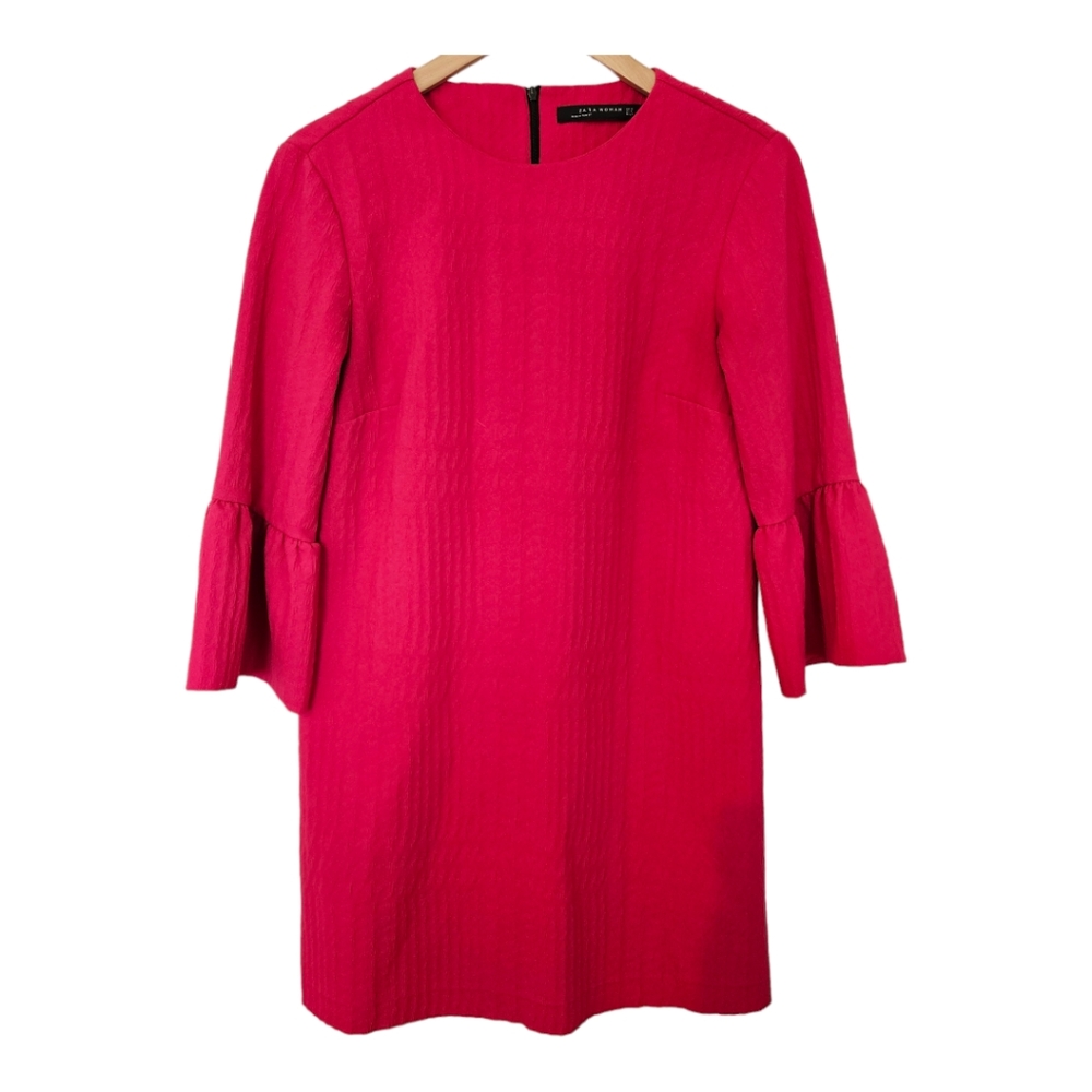 Zara Woman Bright Pink Bell Sleeve Mini Dress Size Medium